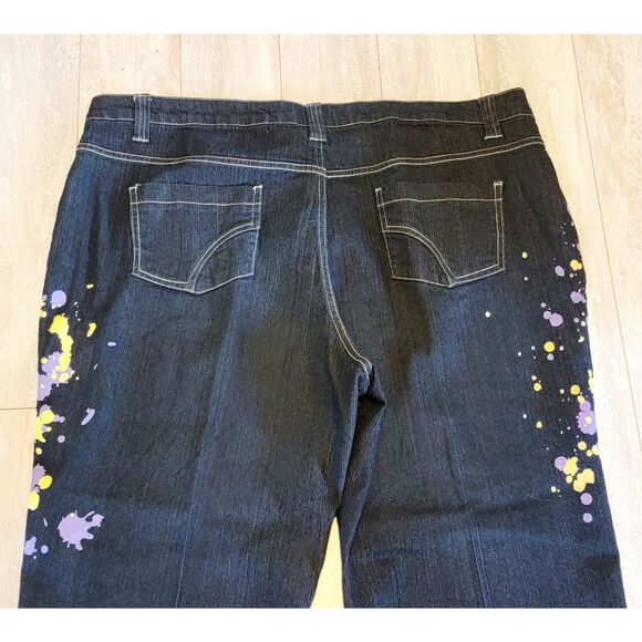 Jamie Nicole 20 Blue Jeans Dark Wash Paint & Patch‎ Boot Cut Pockets NEW - Picture 7 of 11